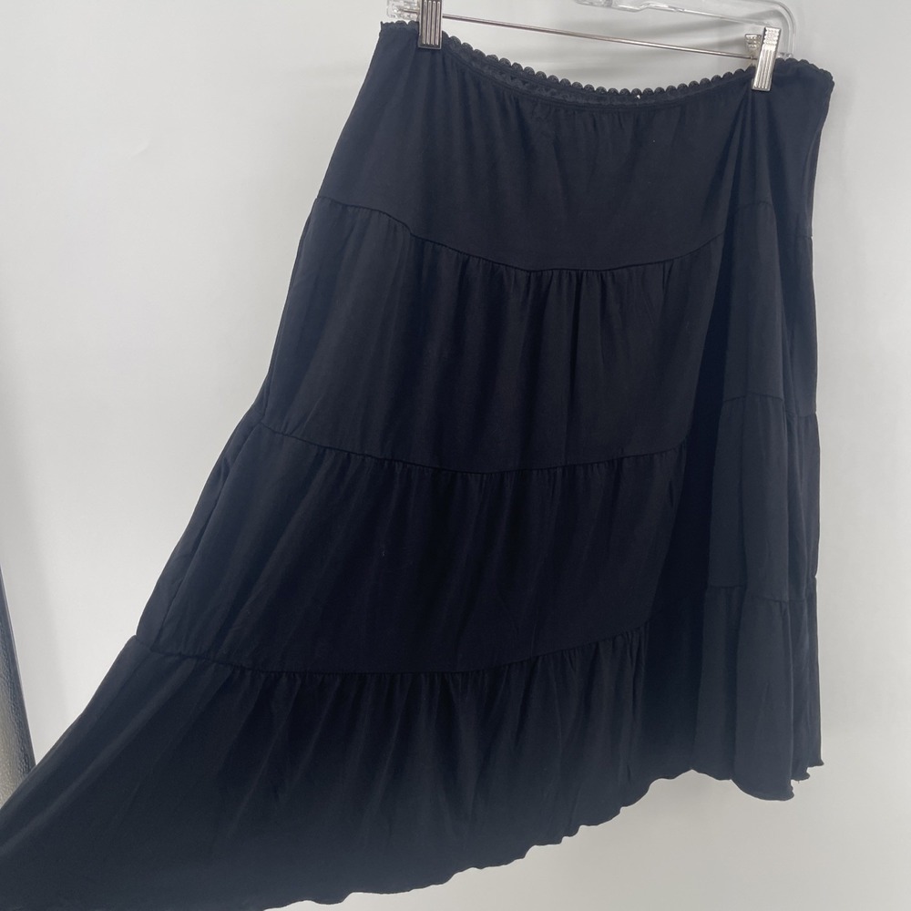Black Tiered Midi Skirt - Classic Women's Skirt